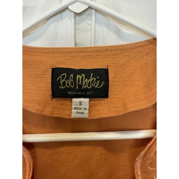 Bob Mackie Wearable Art Jacket‎ Womens Size S Orange Embroidered Lace Boho - Picture 2 of 3